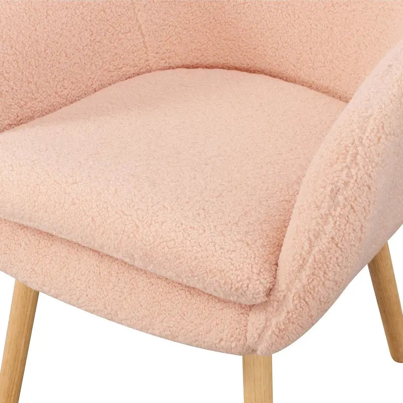 Wingback Sherpa Accent Armchair with Detachable Foam Cushion