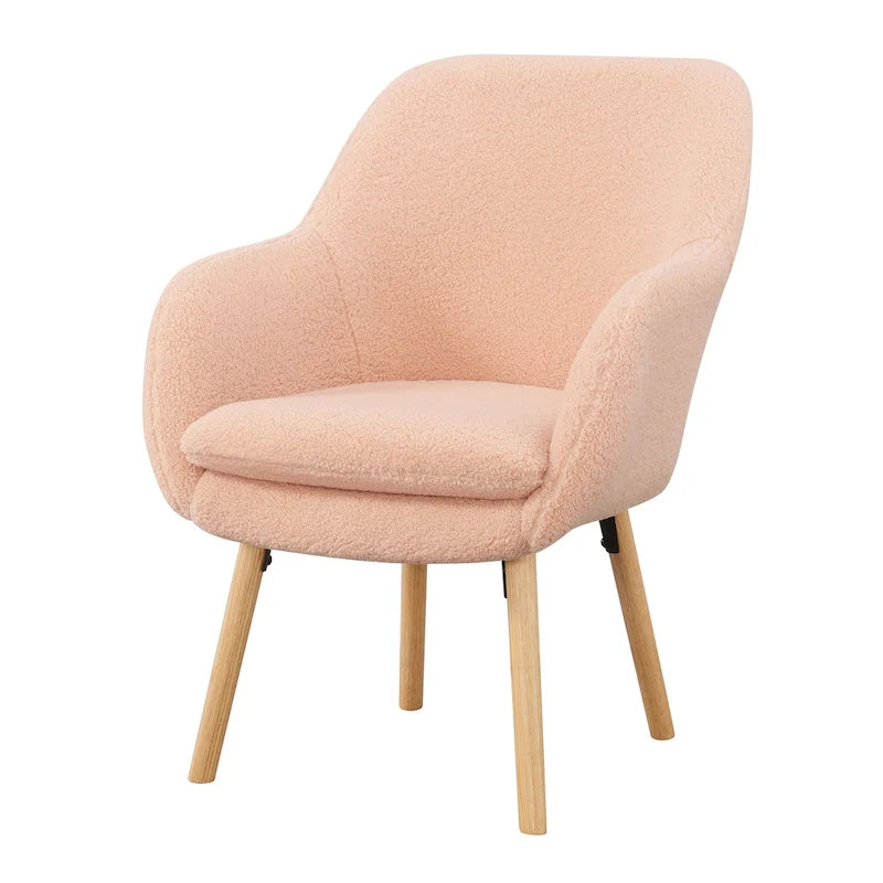 Wingback Sherpa Accent Armchair with Detachable Foam Cushion