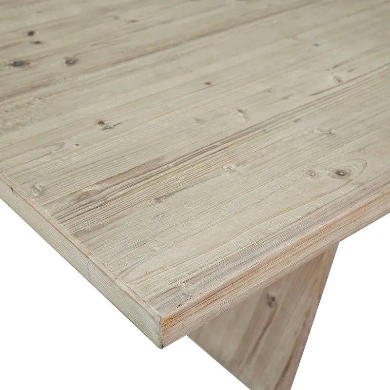 79-Inch Reclaimed Pine Dining Table with Honeycomb Pedestal Base