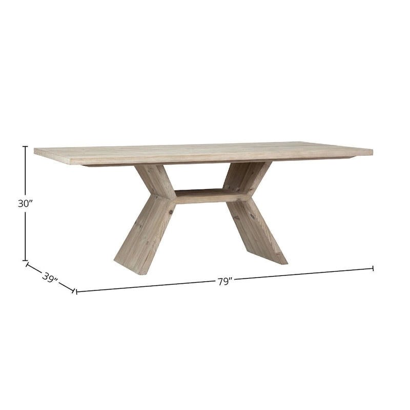 79-Inch Reclaimed Pine Dining Table with Honeycomb Pedestal Base