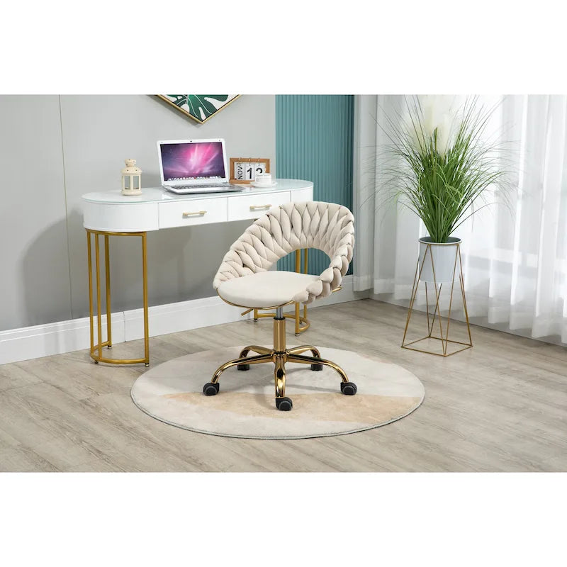 Velvet 360° Swivel Office Chair with Ergonomic Curved Back - 250 lb Capacity