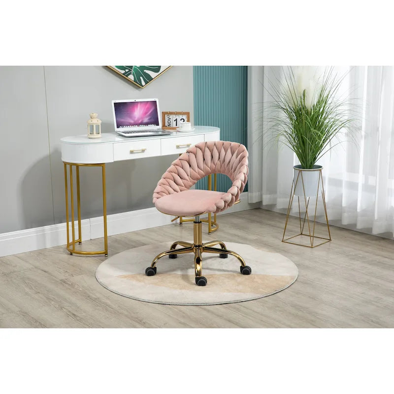 Velvet 360° Swivel Office Chair with Ergonomic Curved Back - 250 lb Capacity