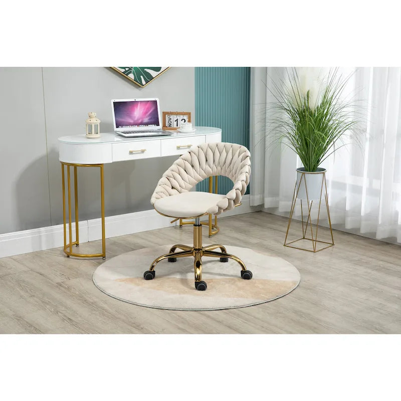 Velvet 360° Swivel Office Chair with Ergonomic Curved Back - 250 lb Capacity