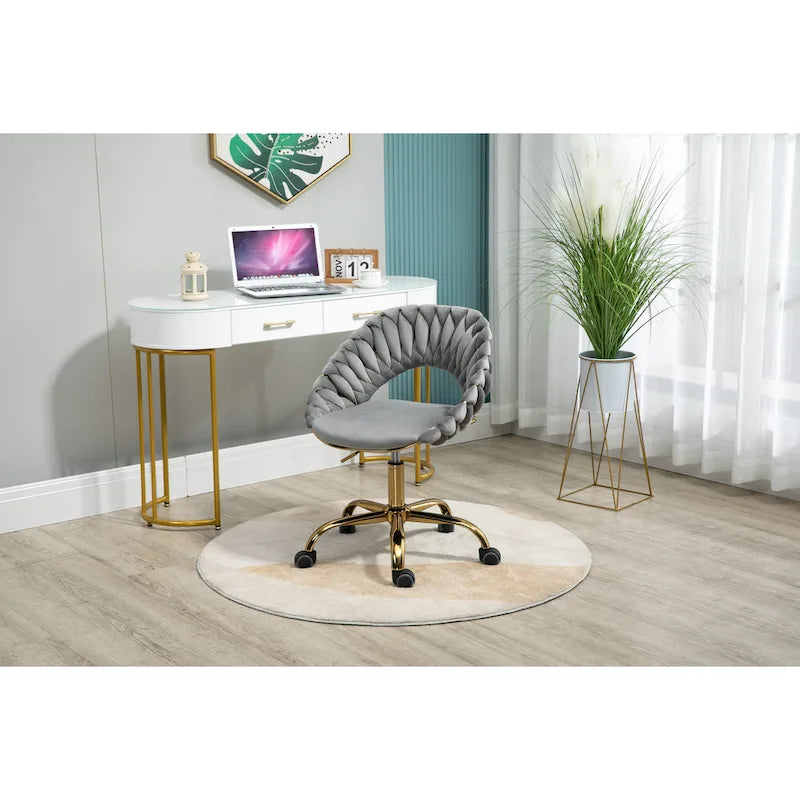 Velvet 360° Swivel Office Chair with Ergonomic Curved Back - 250 lb Capacity