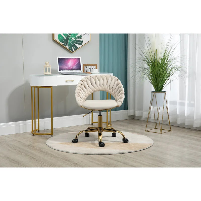 Velvet 360° Swivel Office Chair with Ergonomic Curved Back - 250 lb Capacity