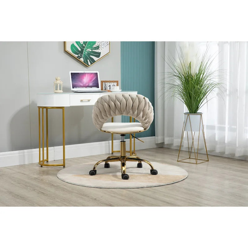 Velvet 360° Swivel Office Chair with Ergonomic Curved Back - 250 lb Capacity