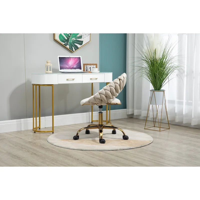 Velvet 360° Swivel Office Chair with Ergonomic Curved Back - 250 lb Capacity
