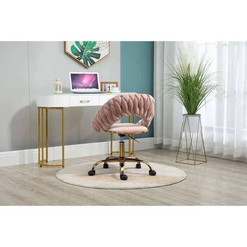 Velvet 360° Swivel Office Chair with Ergonomic Curved Back - 250 lb Capacity