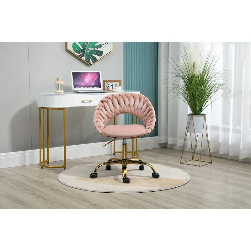 Velvet 360° Swivel Office Chair with Ergonomic Curved Back - 250 lb Capacity