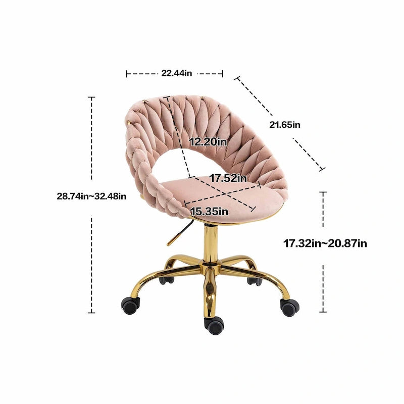 Velvet 360° Swivel Office Chair with Ergonomic Curved Back - 250 lb Capacity
