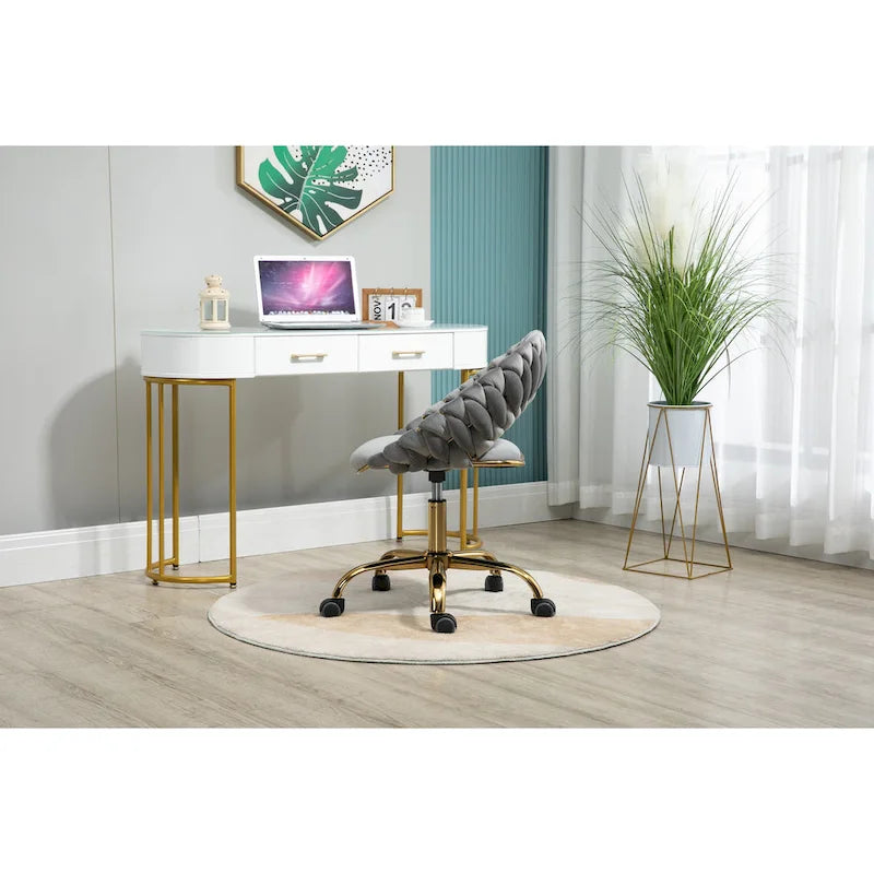Velvet 360° Swivel Office Chair with Ergonomic Curved Back - 250 lb Capacity