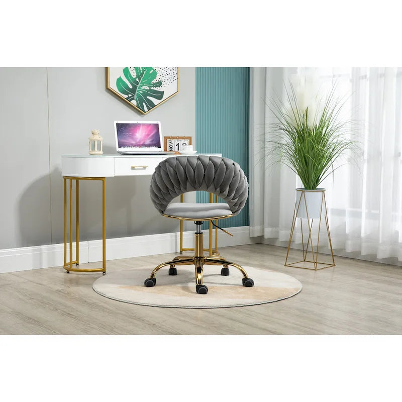 Velvet 360° Swivel Office Chair with Ergonomic Curved Back - 250 lb Capacity