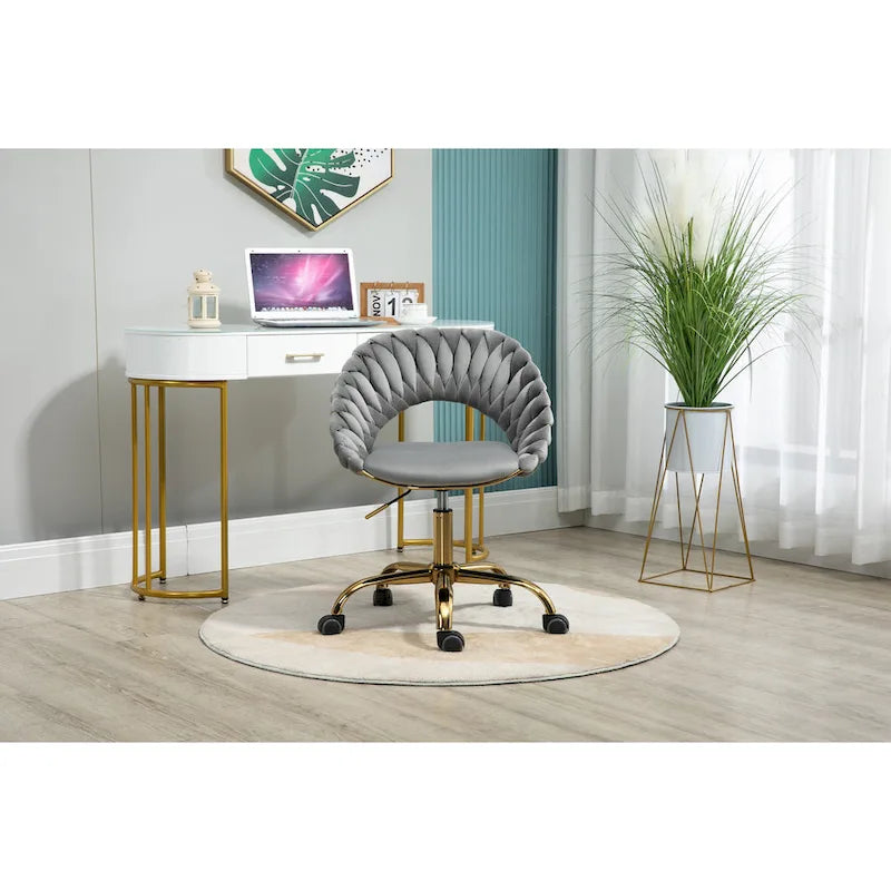 Velvet 360° Swivel Office Chair with Ergonomic Curved Back - 250 lb Capacity