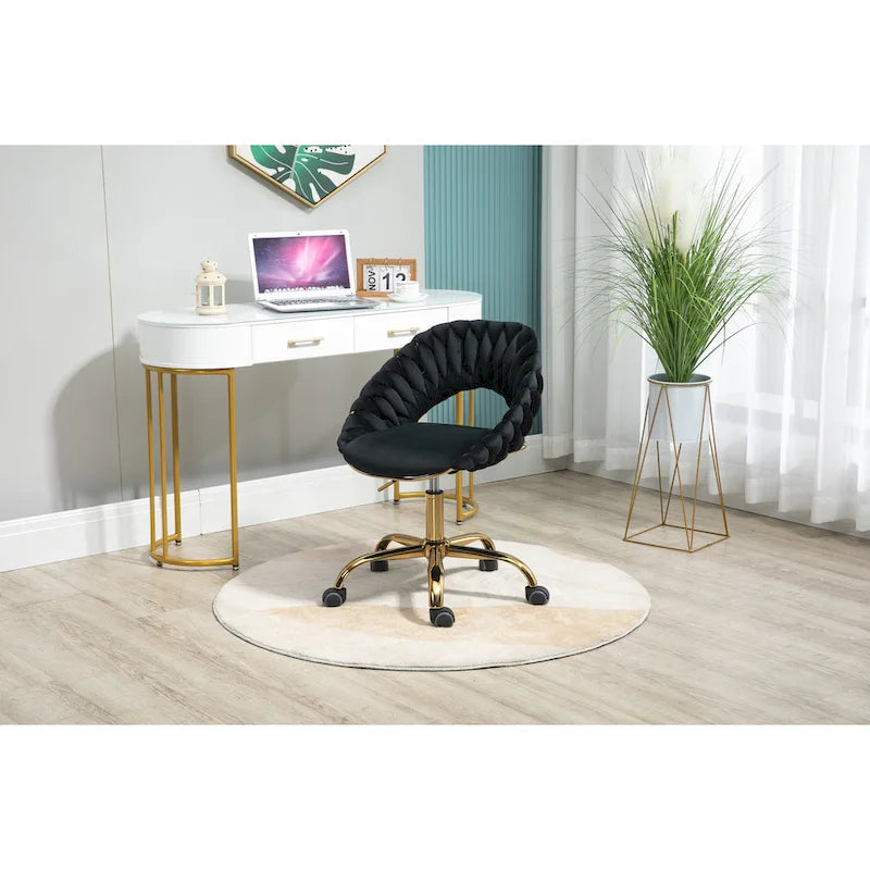 Velvet 360° Swivel Office Chair with Ergonomic Curved Back - 250 lb Capacity