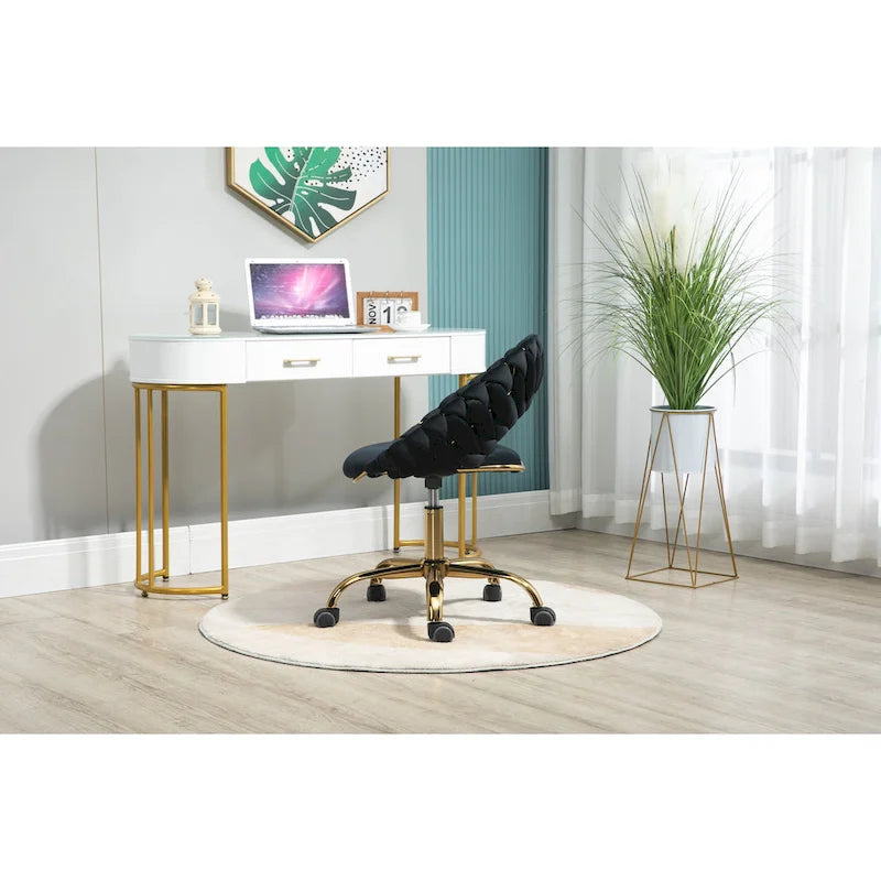 Velvet 360° Swivel Office Chair with Ergonomic Curved Back - 250 lb Capacity