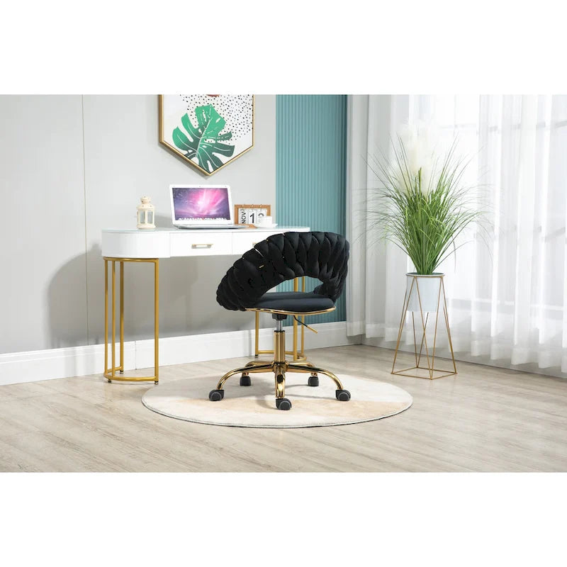 Velvet 360° Swivel Office Chair with Ergonomic Curved Back - 250 lb Capacity