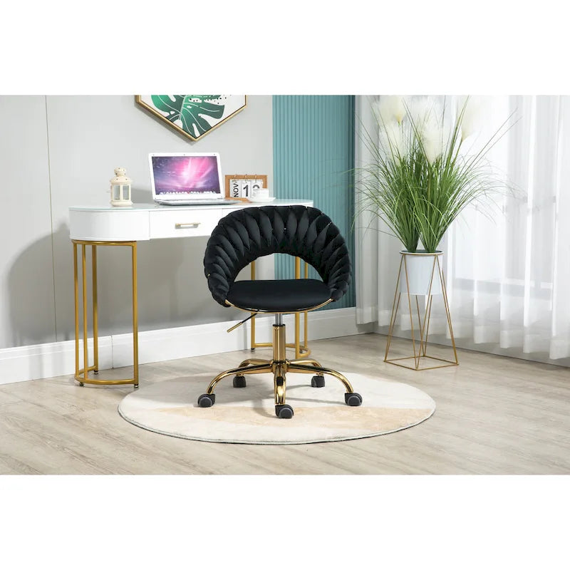 Velvet 360° Swivel Office Chair with Ergonomic Curved Back - 250 lb Capacity