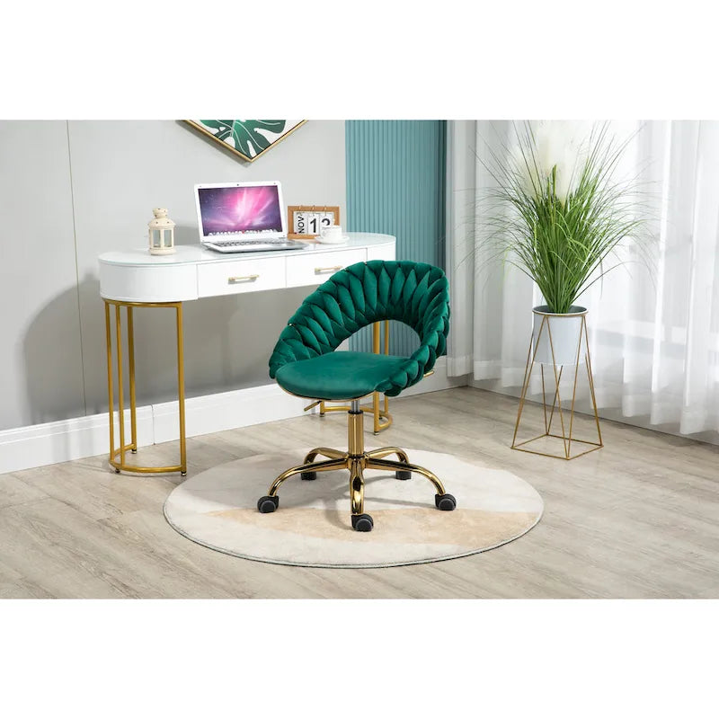 Velvet 360° Swivel Office Chair with Ergonomic Curved Back - 250 lb Capacity