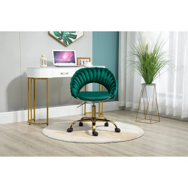 Velvet 360° Swivel Office Chair with Ergonomic Curved Back - 250 lb Capacity