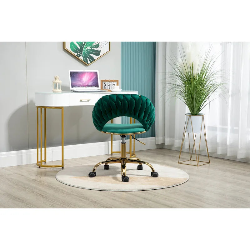 Velvet 360° Swivel Office Chair with Ergonomic Curved Back - 250 lb Capacity