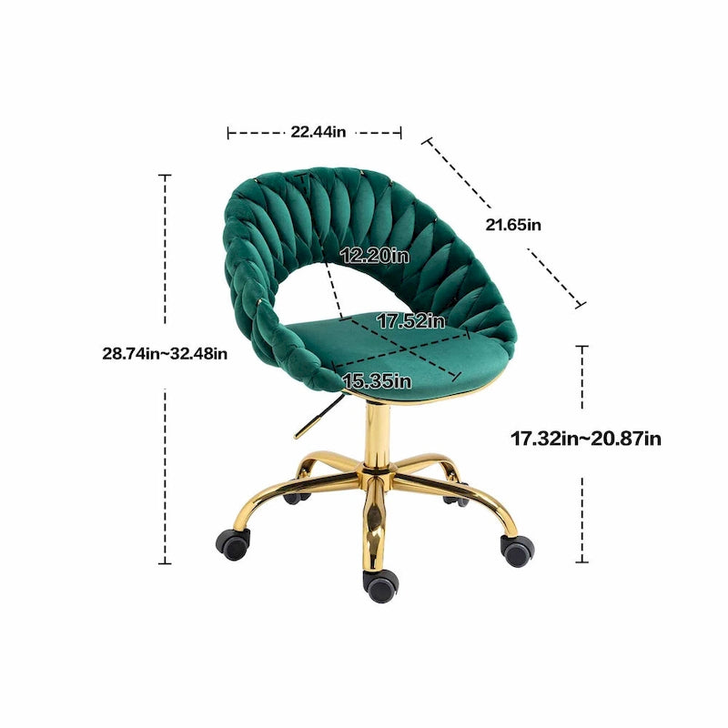 Velvet 360° Swivel Office Chair with Ergonomic Curved Back - 250 lb Capacity
