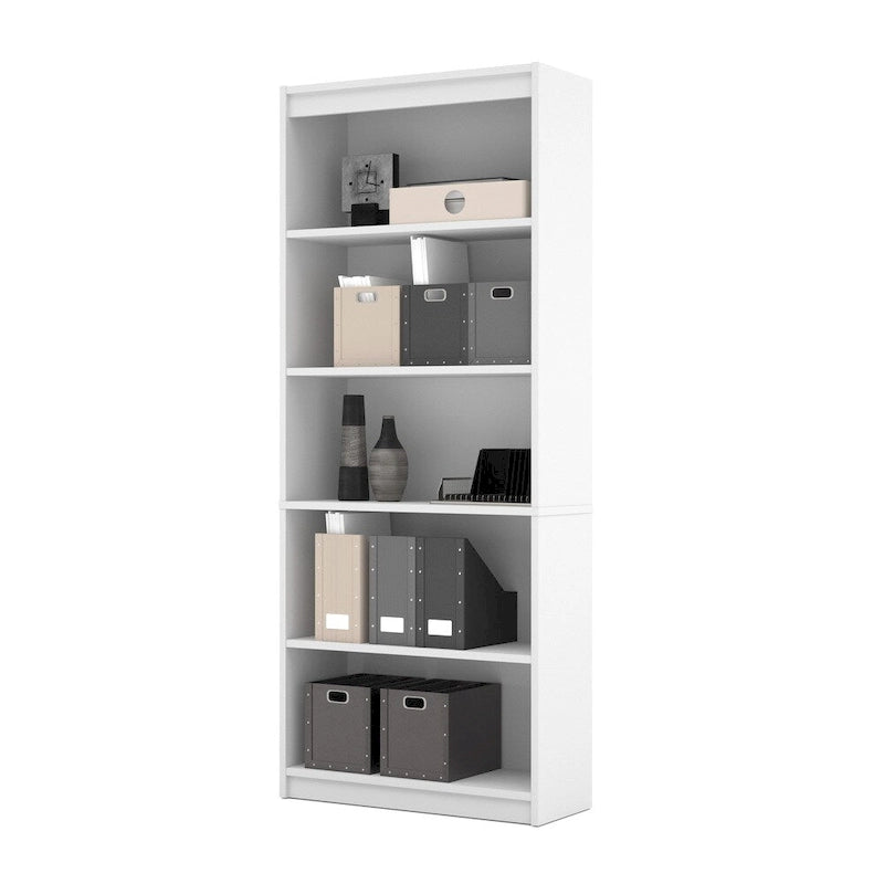 L-Shaped Home Office Desk Set with Lateral File Cabinet and Bookcase
