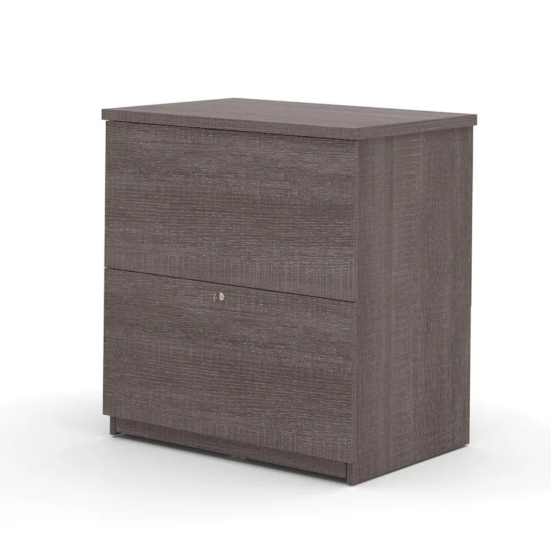 L-Shaped Home Office Desk Set with Lateral File Cabinet and Bookcase