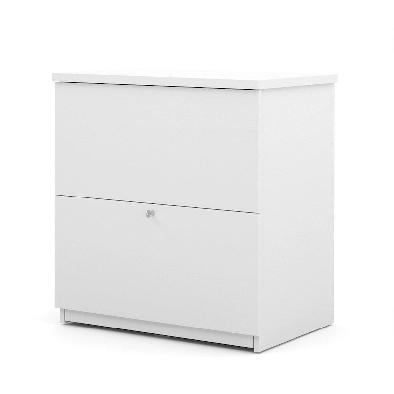 L-Shaped Home Office Desk Set with Lateral File Cabinet and Bookcase