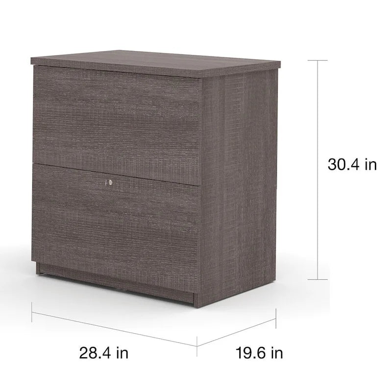 L-Shaped Home Office Desk Set with Lateral File Cabinet and Bookcase