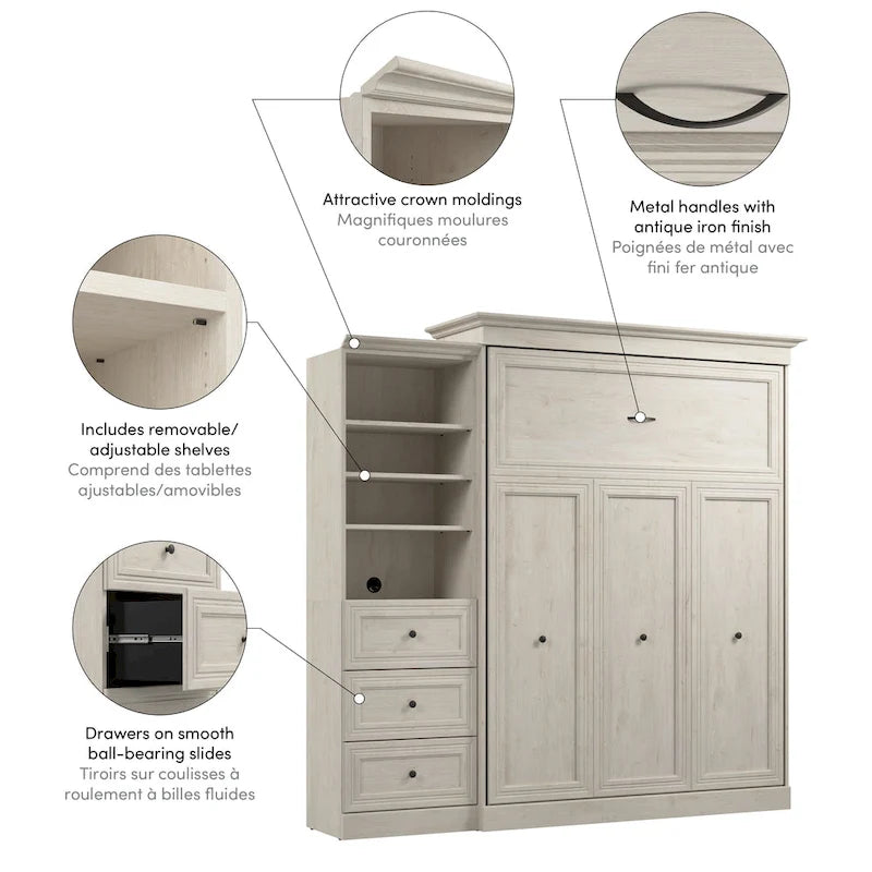 Queen Murphy Bed with Closet Organizer and Drawers - 92W