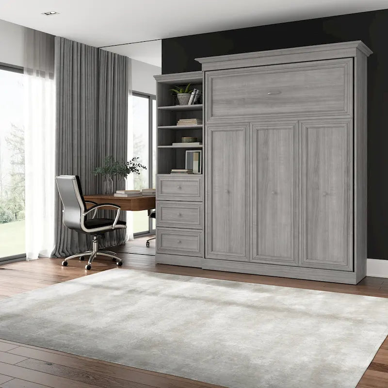 Queen Murphy Bed with Closet Organizer and Drawers - 92W