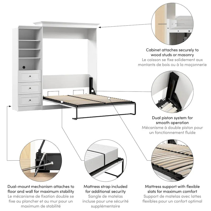 Queen Murphy Bed with Closet Organizer and Drawers - 92W