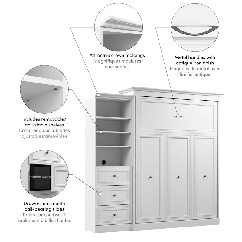 Queen Murphy Bed with Closet Organizer and Drawers - 92W