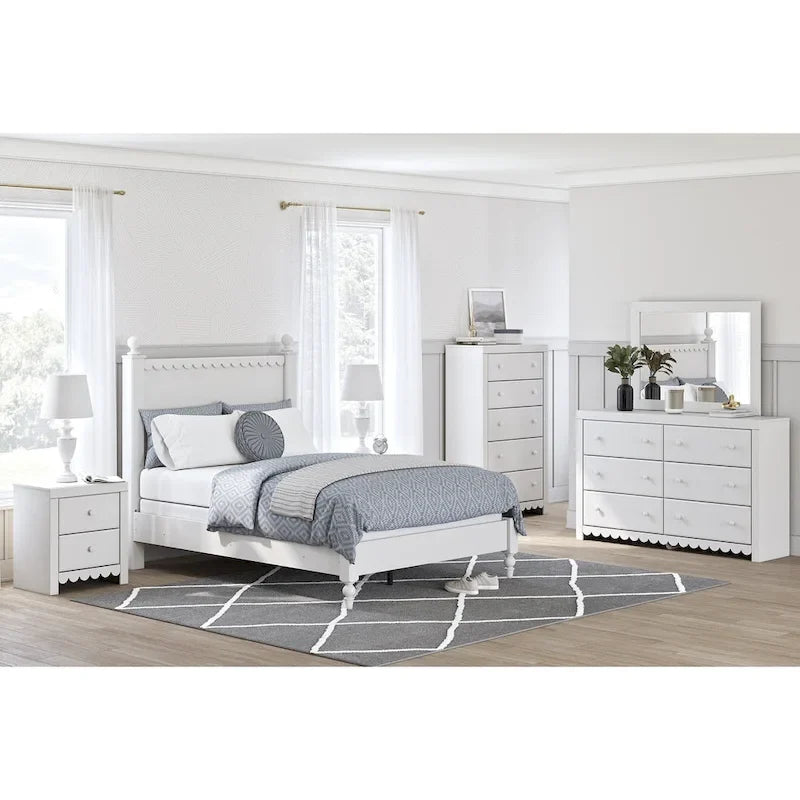 White Scalloped Panel Headboard - Twin and Full Sizes