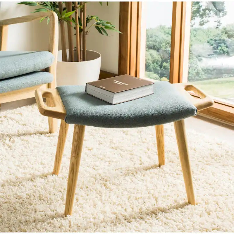 Mid-Century Scandinavian Bench with Elm Wood Frame - 12W x 25D x 15H