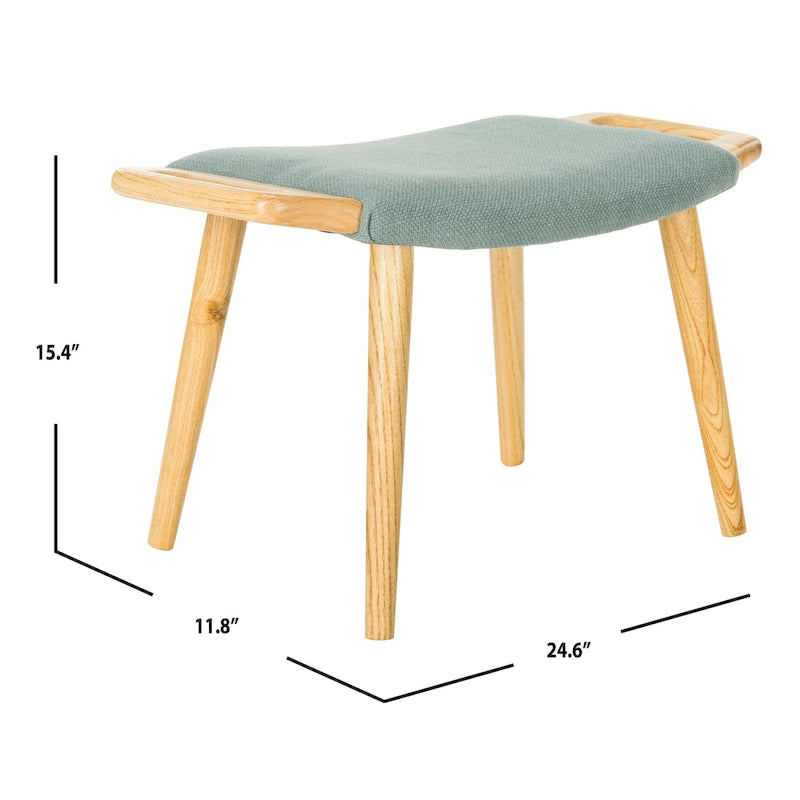 Mid-Century Scandinavian Bench with Elm Wood Frame - 12W x 25D x 15H