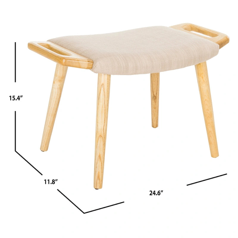 Mid-Century Scandinavian Bench with Elm Wood Frame - 12W x 25D x 15H