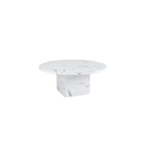 60-Inch Round Marble Dining Table with Cubical Marble Base
