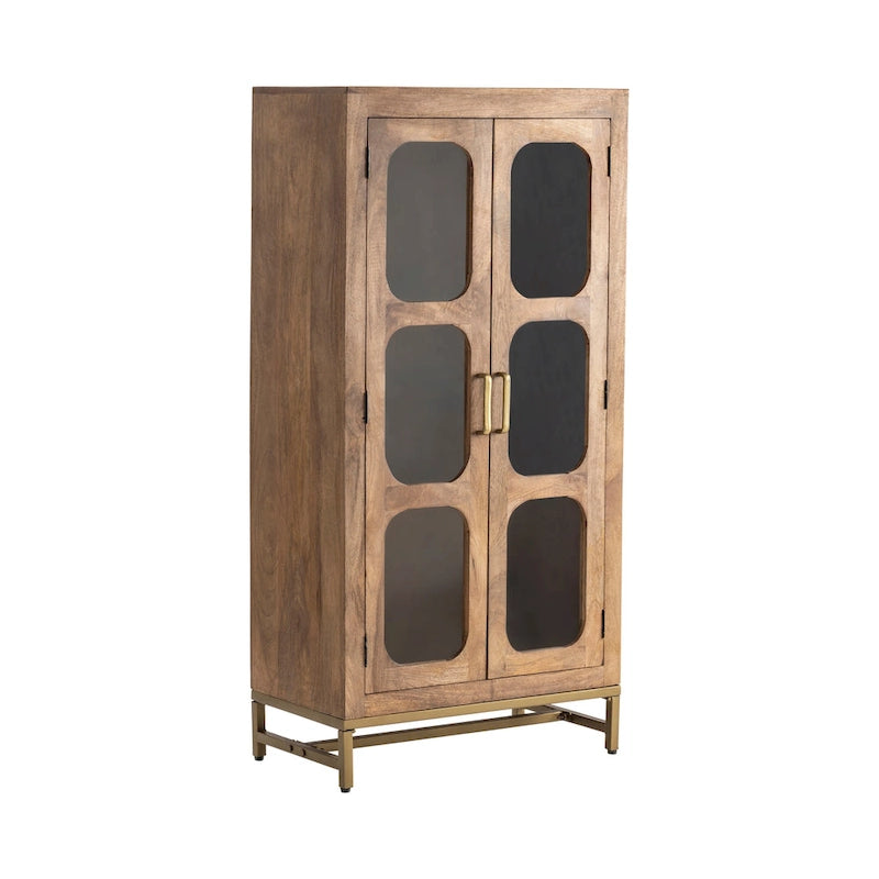 Wooden Two-Door Curio Cabinet with Glass Windows - 30 x 16 x 61