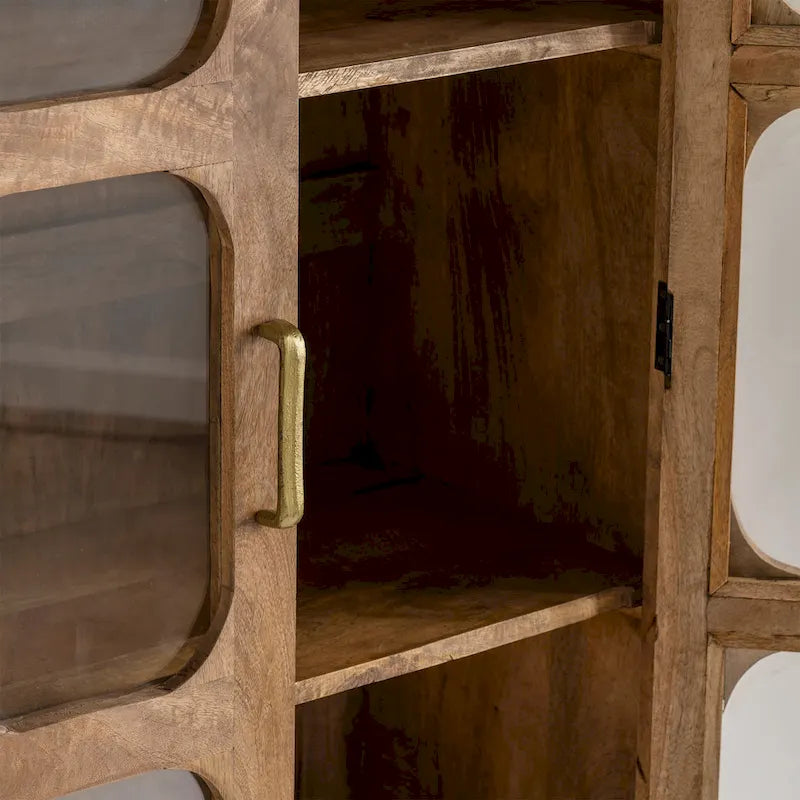 Wooden Two-Door Curio Cabinet with Glass Windows - 30 x 16 x 61
