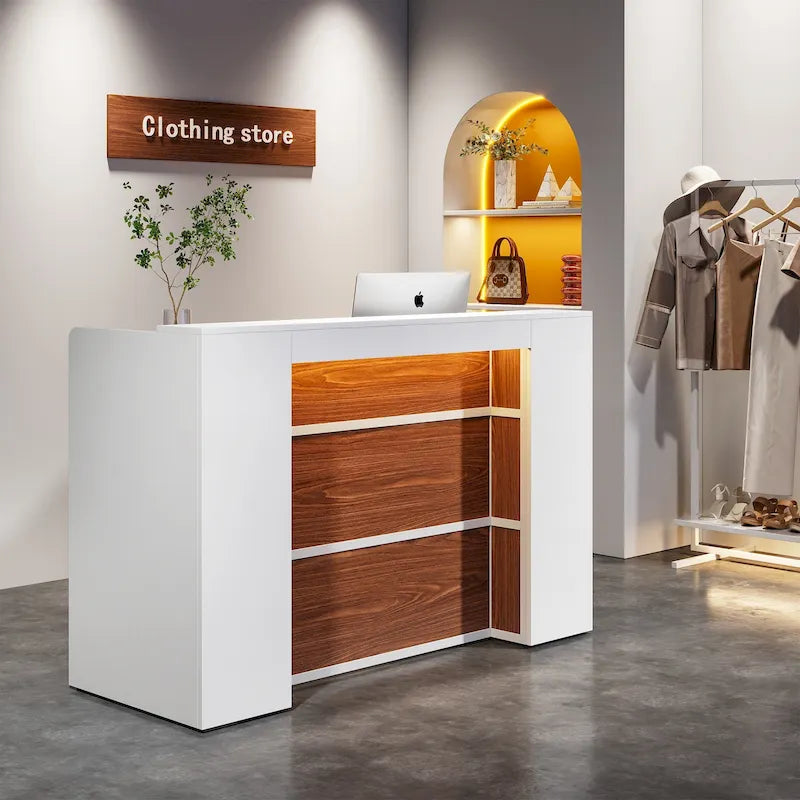 Large LED Reception Desk for Salon, Office, Lobby and Retail - Counter Storage