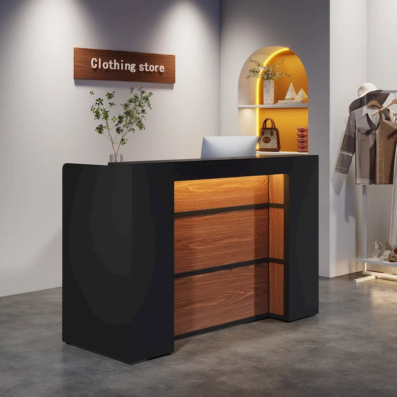 Large LED Reception Desk for Salon, Office, Lobby and Retail - Counter Storage