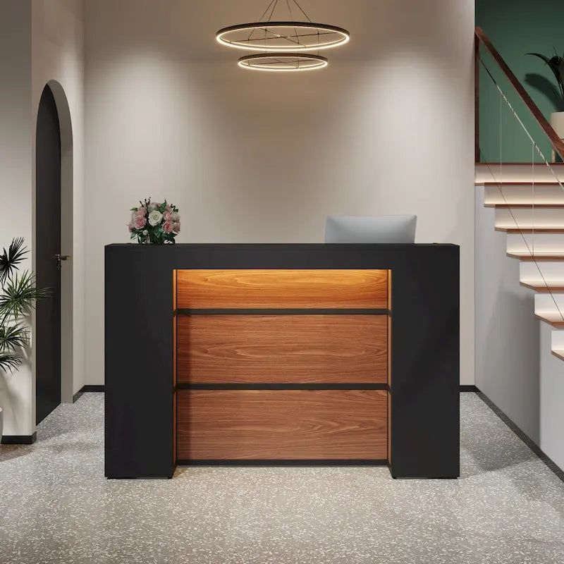 Large LED Reception Desk for Salon, Office, Lobby and Retail - Counter Storage