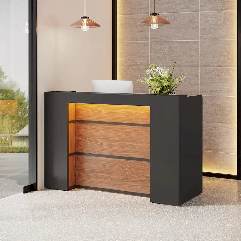Large LED Reception Desk for Salon, Office, Lobby and Retail - Counter Storage
