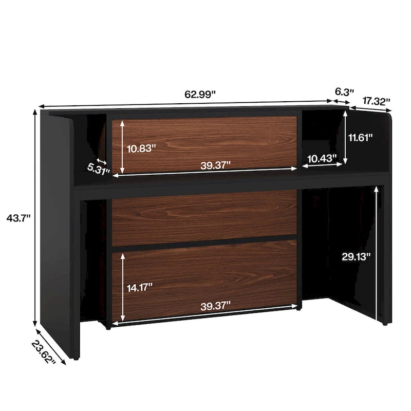 Large LED Reception Desk for Salon, Office, Lobby and Retail - Counter Storage