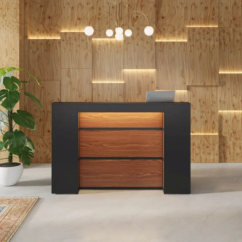Large LED Reception Desk for Salon, Office, Lobby and Retail - Counter Storage