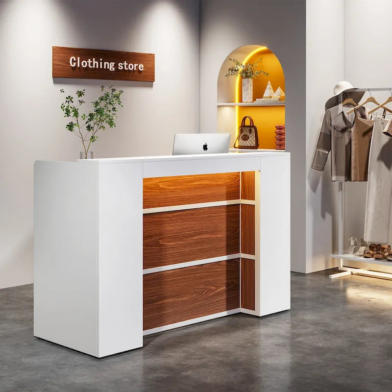 Large LED Reception Desk for Salon, Office, Lobby and Retail - Counter Storage