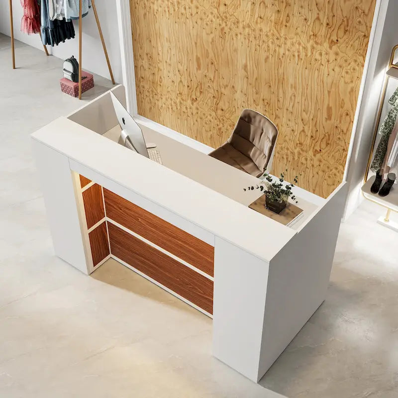 Large LED Reception Desk for Salon, Office, Lobby and Retail - Counter Storage