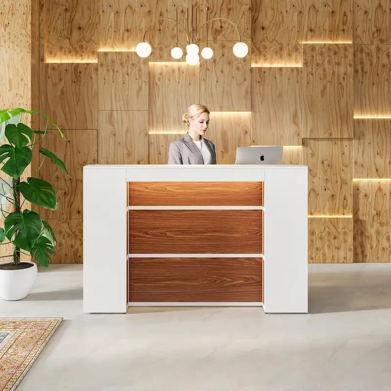 Large LED Reception Desk for Salon, Office, Lobby and Retail - Counter Storage