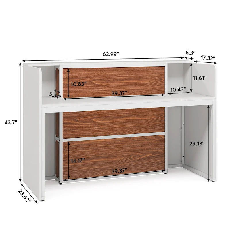 Large LED Reception Desk for Salon, Office, Lobby and Retail - Counter Storage